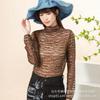 Outono e Inverno de 2022 Novo 1024 Gola Meia Alta Renda Camisa Base Roupa Externa Base Gaze Doce Manga Longa Top Roupa Feminina