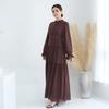 Vestido Loriya Aliexpress 2024 Europeu e Americano de Cor Pura, Vestido Longo até o Tornozelo Lr754