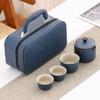 Taza Expreso de Cerámica de Porcelana Jun Juego de Té Kung Fu Traje de Viaje Chino Simple para Exterior Una Olla Tres Tazas Portátil Regalo de Acompañamiento
