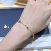 Pulseira Popular de Trevo de Quatro Folhas Dourado do Xiaohongshu para Mulheres, Pulseira Fashion e de Luxo Leve de Cinco Folhas, Presente para Namorada, Dropshipping Disponível