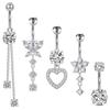 Unhas de Umbigo Borboleta Zircônia Atacado Aço Inoxidável Novo Nicho Feminino Coração Diamante Brilhante Asas Piercing Pingente Anel de Umbigo Perfurado