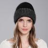 Nuevo gorro de punto para mujer, cálido gorro de lana de conejo angora de invierno, gorro de moda para mujer, gorro tipo jersey para Europa y América.