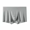 Cueca Boxer Masculina Ultra Fina de Seda Gelada com Toque Sedoso Nude, Cintura Estreita Sem Costura, Cintura Média, Tamanho Grande, Cor Sólida