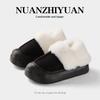 Fábrica de Zapatos Qidan Pantuflas de Algodón para Mujer en Otoño e Invierno Hogar Interior Forradas de Felpa Calientes Suela Gruesa Calzado Exterior Antideslizante Zapatos de Algodón de Bolsillo para Mujer