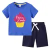 2023 Camiseta infantil verão novo comércio exterior roupas infantis em algodão coreano calças de manga curta infantil terno de duas peças