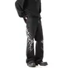 Jeans masculino largo reto estilo high street americano transfronteiriço 2026 com bordado de espinhos e boca larga hip-hop street
