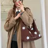 Bolso bandolera retro de estilo americano con estampado de estrellas, un bolso de hombro casual y versátil con cierre de cordón y gran capacidad, perfecto para ir al trabajo y para el uso diario