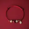 Pulsera tejida con hilo rojo de Loto Rojo Cinnabar de Buena Suerte para Mujer, para el Examen Nacional de Ingreso a Posgrado, Año del Zodiaco, Mejor Amiga, Regalo de Graduación