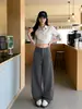 Pantalones de traje de mujer de alta gama a la moda con botones ocultos, nuevos estilos de primavera y otoño, adelgazantes, fluidos, de cintura alta, corte holgado, versión estrecha, pantalones de pierna ancha
