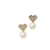 Pendientes Retro Franceses de Zirconia con Forma de Corazón y Perlas Pendientes con Cierre de Plata Diseño de Pendientes con Forma de Corazón Nuevo Estilo Elegante 2024