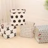 Cesta de Lavado de Tela Nórdica Simple con Lunares Cubo de Almacenamiento de Ropa Impermeable de Algodón y Lino Cesta Plegable Portátil para Juguetes