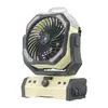 Novo Ventilador Borrifador para Acampamento ao Ar Livre Recarregável por USB Oscilante Portátil Duradouro Ventilador de Acampamento Luz para Pendurar na Barraca