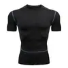 Camiseta Deportiva Ajustada de Manga Corta para Hombre, para Fitness, Running, Baloncesto, Fútbol, Compresión, Secado Rápido, Blanca Roja