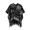 Estilo Nuevo Otoño e Invierno Pintura a Tinta Retro Moda Chal de Gama Alta Ropa Exterior para Mujer Cachemira Imitación Grueso Cálido Capa Bufanda