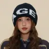 Gorros Estilo Coreano para Mujer en Otoño e Invierno, Gorros de Lana con Letras, Gorros de Punto Pequeños Casuales Versátiles de Alta Calidad para Mostrar el Rostro para Hombres