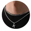 Collar con Colgante de 26 Letras Transfronterizo de Amazon Collar en Capas de Acero Inoxidable Doble Capa Joyería para Hombres de Fiesta
