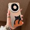 Funda Naranja Gato Negro Adecuada para Huawei Mate80 Teléfono Móvil Mate80Promax Modelo Nuevo Mate70 Protección Completa