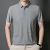 Nueva Camisa Polo de Seda Helada para Hombre de Verano de Manga Corta con Cuello Lapel Casual de Negocios Transpirable de Secado Rápido Top Corto para Hombre