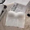 Ropa Interior Hermosa de Seda de Hielo Espalda Descubierta Taza Integrada Fija con Almohadilla en el Pecho Ropa Interior Camisola Pequeña Tirantes Ajustables Estilo Bandeau para Niña