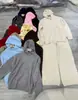 Suéter tricotado russo transfronteiriço europeu e americano para mulheres, suéter com capuz e zíper de outono e inverno + calça larga solta, conjunto casual de duas peças