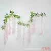 Tiras de Flores de Glicinia Artificiales Transfronterizas, Enredaderas Falsas de Glicinia, Decoración del Hogar, Muros de Plantas, Embellecimiento de Techos de Bodas, Plantas Verdes
