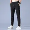 Calças Casuais Masculinas Verão 2024 Finas Alta Elasticidade Slim Retas Seda de Gelo Versátil Negócios Calças Longas para Homens
