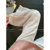 Calça de Sarja Algodão-Linho Branca de Alta Qualidade com Patchwork Bordado para Mulheres, Estilo Fino de Verão, Elegante e Relaxada, Caimento Solto, Calça Casual Emagrecedora