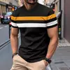 Suéter fino casual de verano para hombre, estilo americano, cuello redondo, manga corta, bloques de color, transfronterizo