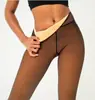2026 Meia-calça Preta Transparente Plus Size com Forro para Mulheres, Outono e Inverno, Look Perna de Fora