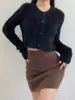 Chaqueta Cardigan Corta de Punto con Pelo Sintético de Visón Dulce y Picante Nuevo Estilo Otoño e Invierno 2025 Suelta y Elegante Versátil Suéter Top