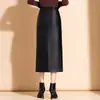 Falda de moda falda de cadera longitud media línea A falda de un solo paso otoño 2024 nueva falda de cuero PU