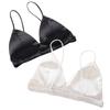 Sade Tirante Delgado Negro Pequeño Sujetador Wrap Hermosa Espalda Top de Tubo Sexy Pequeño Sujetador Camisola Elástica Combinable Chaleco Interior