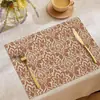 Jogos Americanos Estampados de Linho com uma Vibe Boêmia, Tapetes Decorativos Resistentes ao Calor para Restaurantes, Jogos Americanos Especiais Anti-Escaldamento para Alunos do Ensino Fundamental