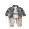 Ropa Infantil Estilo Coreano Nueva, Conjunto de Otoño para Niños, Conjunto de Moda de Tres Piezas con Camisa Floral para Niños, Moda al por Mayor