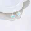 Pendientes de Estrella Azul Fresca de Verano Exquisitos de Cinco Puntas Pendientes de Moda Elegantes Pendientes de Aguja de Plata 925 Gama Alta