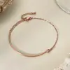 Pulseras Opk Transfronterizas Europeas y Americanas para Mujer Acero Inoxidable Nicho Simple Versátil Chapado en Oro Rosa Circonita Pulseras de Acero de Titanio