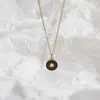 Collar Colgante Redondo de Fuegos Artificiales Personalizado con Goteo de Aceite de Lujo Ligero para Mujer, Diseño de Nicho, Cadena de Clavícula Simple, Joyería Versátil de Cadena para Suéter