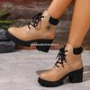 Botas Martin Transfronteiriças Europeias e Americanas Femininas Comércio Exterior Botas Curtas Botas de Ruibarbo Solado Grosso Salto Grosso Novo 2025 Impermeável Plataforma Atacado Tamanho Grande
