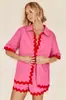 2024 Principios de Primavera Nuevo Cruzado Europeo y Americano Comercio Exterior Femenino Sencillo y Moderno Camisa Corta Traje Casual