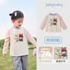 Camiseta Raglan Manga Longa Color Block Jerry para Bebês Meninas, Top Soltinho Gola Redonda, Novo Estilo Outono 3 Roupas Infantis