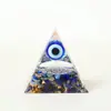 Adorno de Pirámide de Ojos Azules con Piedra Triturada Natural y Resina, Decoración de Escritorio para el Hogar, Regalo, Artículo Popular Caliente de Venta al por Mayor Transfronteriza