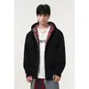 Sudadera Gris Floral Pesada de 420g para Pareja, Hombres y Mujeres, Estilo Perezoso Patchwork Cuadros Oversize para Principios de Otoño