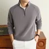 Sudadera con Capucha Cálida de Polar Súper Suave con Media Cremallera y Cuello Alto para Hombre 2026 Otoño/Invierno Nueva Sudadera Casual Gruesa como Capa Base para Hombre