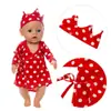 Venta Caliente en Amazon Ropa Linda para Muñecas Nuevos Pijamas con Corona Muñeca American Girl de 18 pulgadas Muñeca de Puntos Rojos