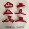 Pinza Avanzada Ankora Roja Agarre Rojo Internet Rojo 2024 Temperamento Pinza para Cabello Adorno para la Cabeza Combinación con Todo Pinza de Tiburón