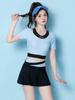 Traje de baño de verano 2024 para mujer, estilo falda dividida, push-up, pecho pequeño, estilo coreano, protector solar, sexy, deportivo, para aguas termales.