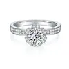 Anel de Prata Esterlina 925 com Moissanita de 1 Quilate para Mulheres, Anéis de Casamento e Pedido para Casais, Aliança de Casamento, Design Simples Transfronteiriço