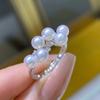 Accesorios DIY Plata de ley S925 elegante anillo de perlas para mujer soporte vacío porta anillos manual anillo para dedo apertura 3.5-3.4.5