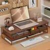 Soporte para computadora de estilo cajón con rejilla de hierro forjado, estante de almacenamiento universal para escritorio para laptops, organizador de escritorio de oficina