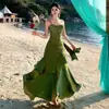Vestido de Suspensório de Alta Qualidade com Babados de Sereia para Baile de Debutante